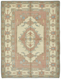 Kavale Krem Gümüş Madalyon Göbek Desenli El Dokuma Halı 222x285 cm