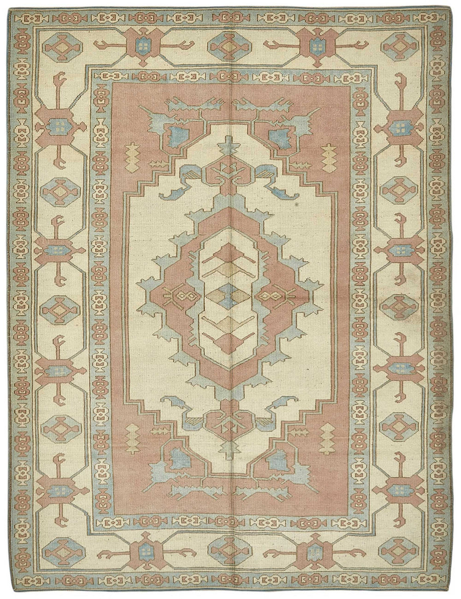 Kavale Krem Gümüş Madalyon Göbek Desenli El Dokuma Halı 222x285 cm