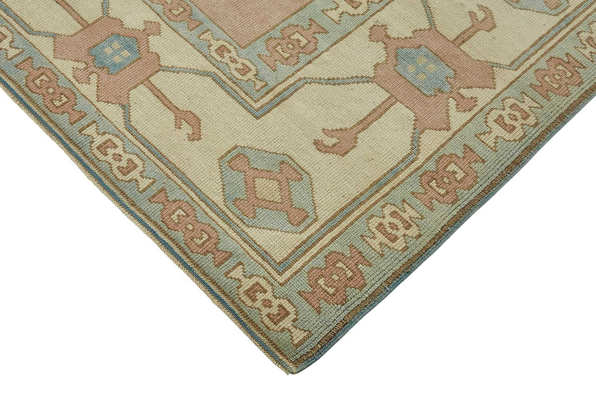 Kavale Krem Gümüş Madalyon Göbek Desenli El Dokuma Halı 222x285 cm – detay görünümü