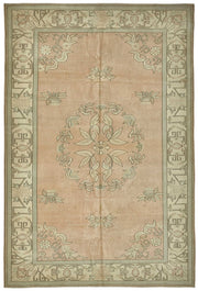Kavale Madalyon Desenli Pembe Bej Vintage El Dokuma Halı 218x320 cm