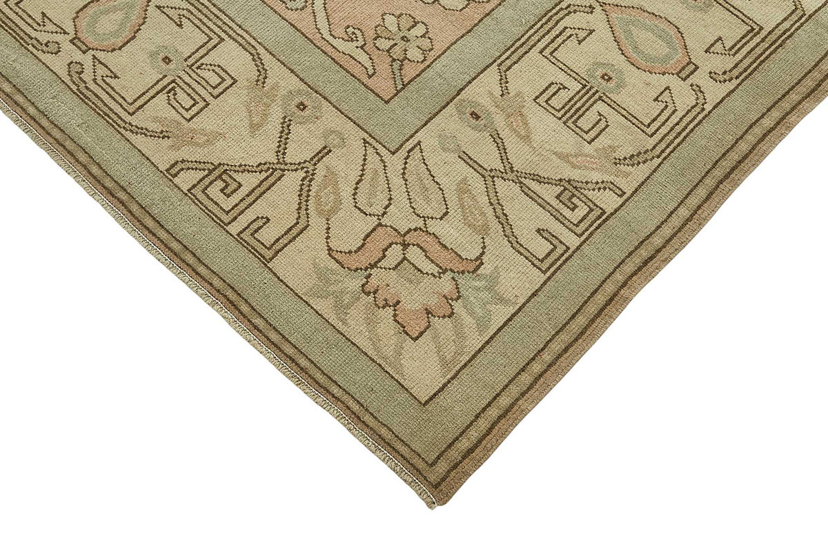 Kavale Madalyon Desenli Pembe Bej Vintage El Dokuma Halı 218x320 cm – detay görünümü