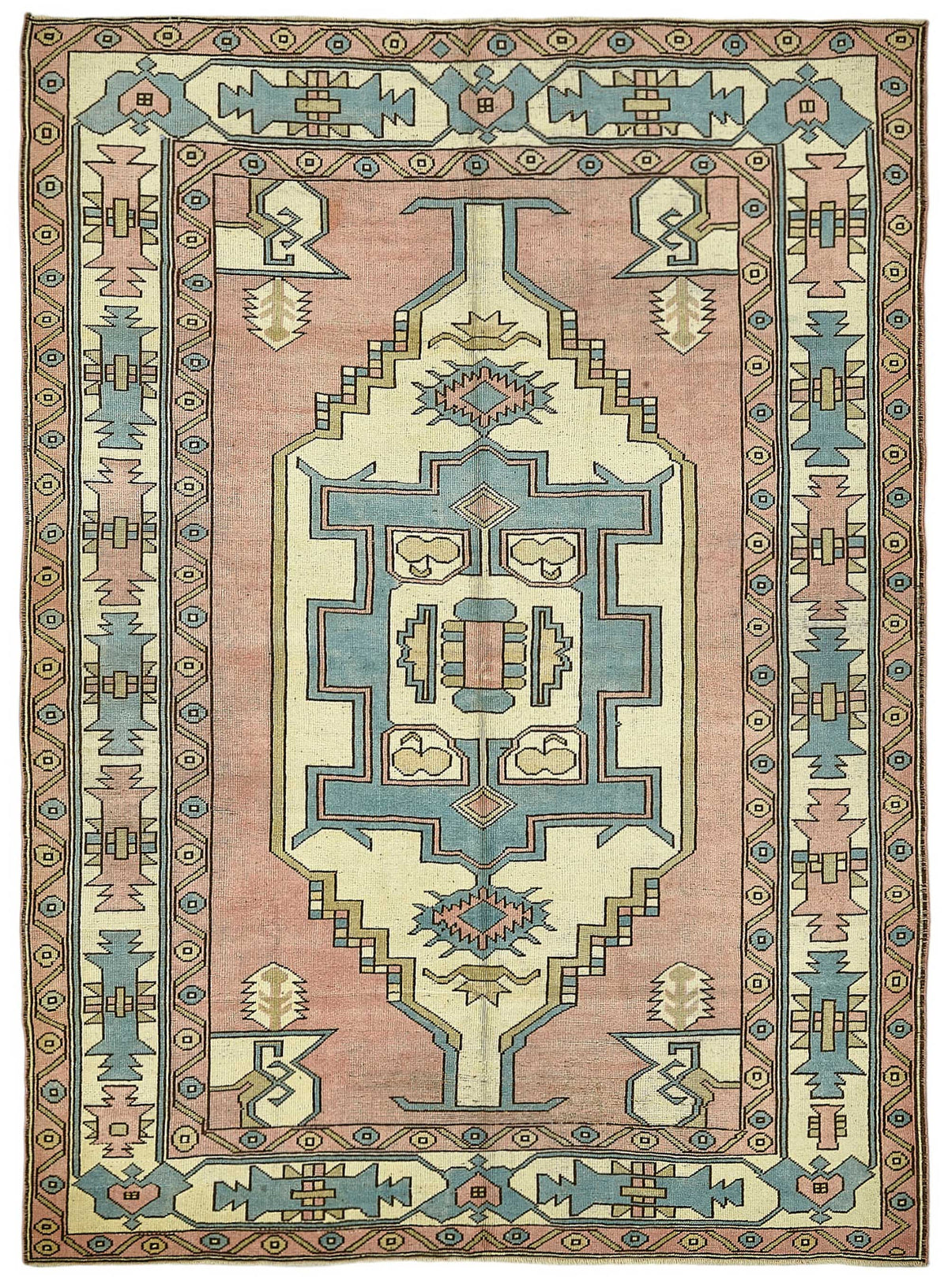 Kavale Toz Pembe Halı Geometrik Desenli Düz Dokuma 210x287 cm