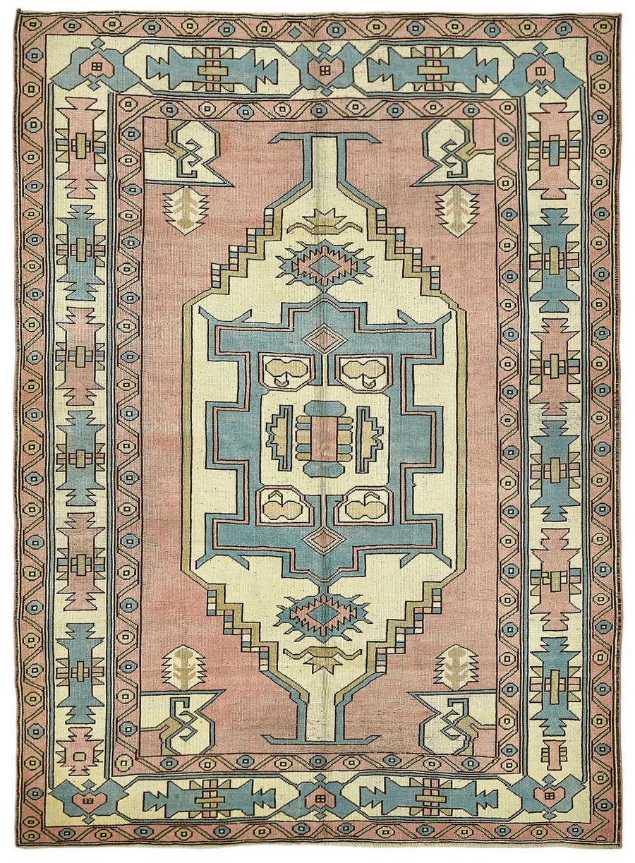 Пудрово-розовый ковёр Kavale с геометрическим узором, плоского плетения, 210x287 cm