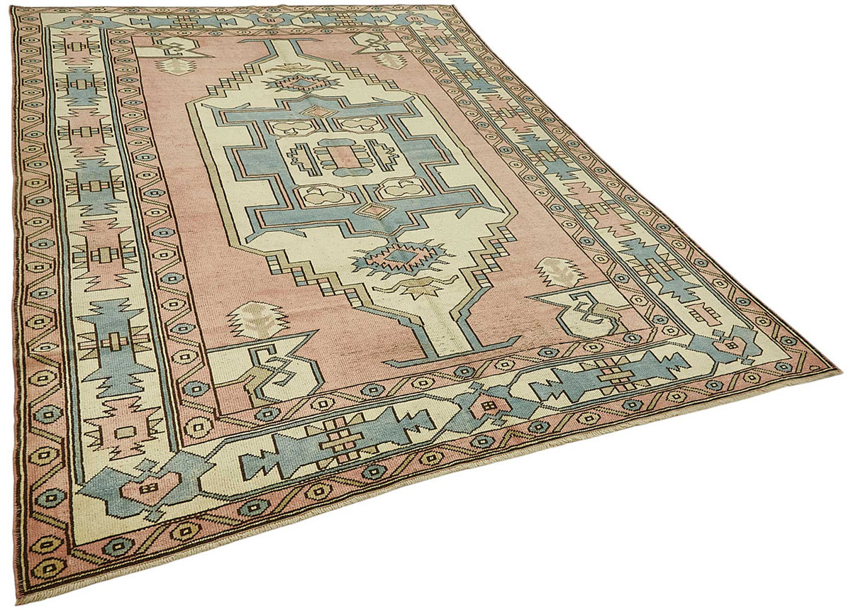Kavale Toz Pembe Halı Geometrik Desenli Düz Dokuma 210x287 cm – genel görünüm