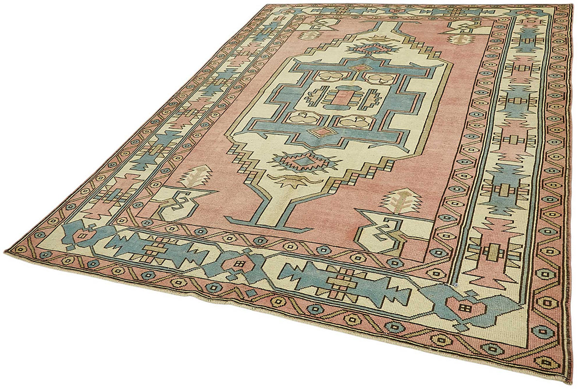 Kavale Toz Pembe Halı Geometrik Desenli Düz Dokuma 210x287 cm – doku yakın çekim