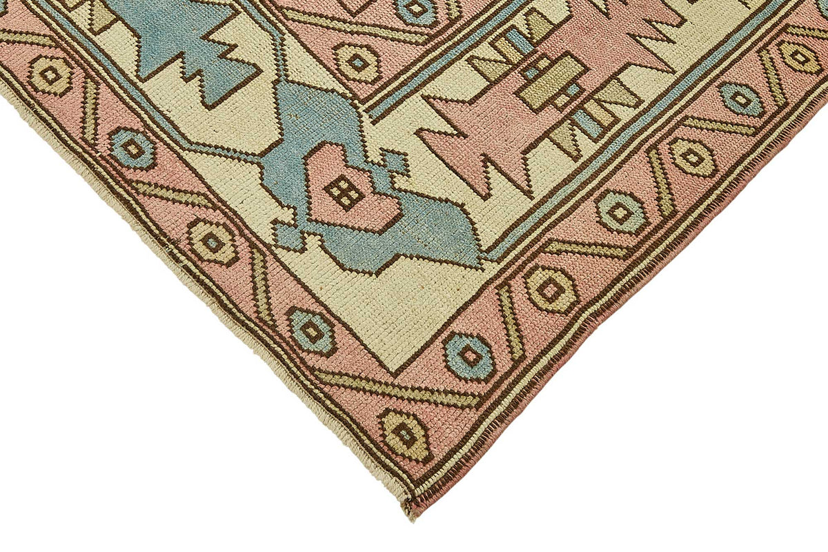 Kavale Toz Pembe Halı Geometrik Desenli Düz Dokuma 210x287 cm – detay görünümü