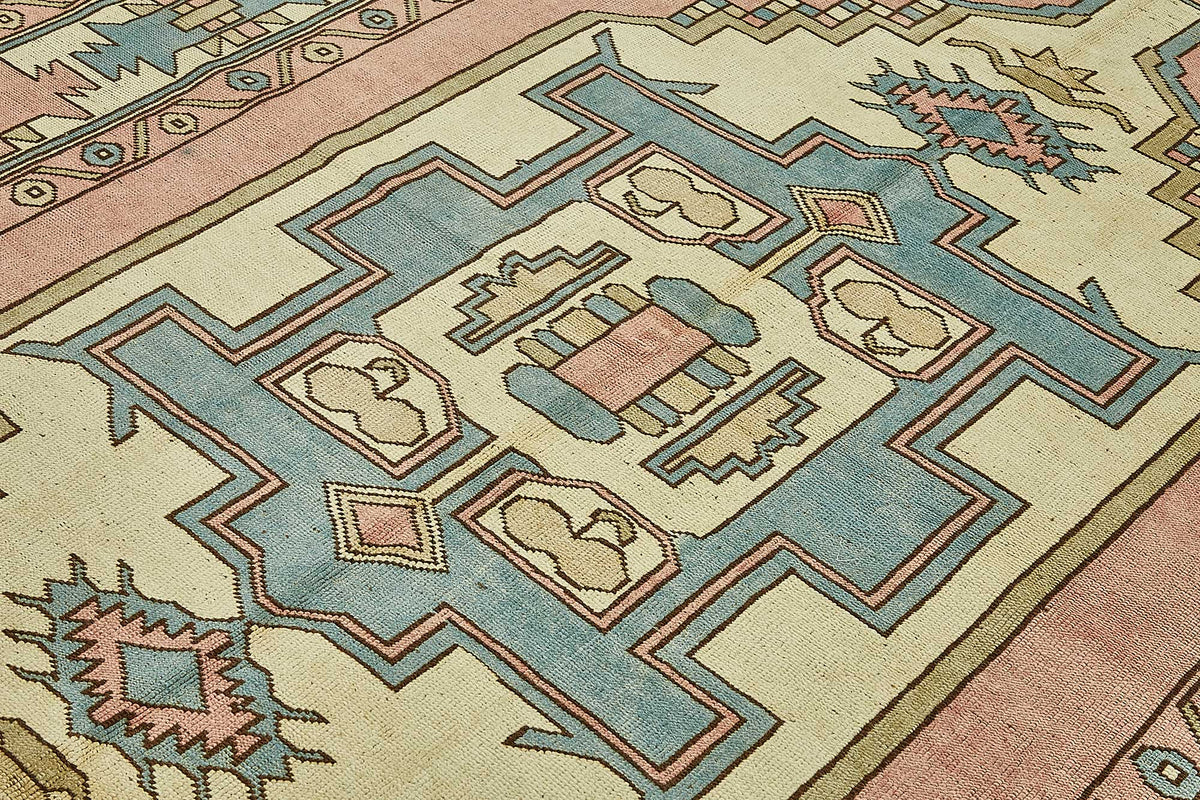 Kavale Toz Pembe Halı Geometrik Desenli Düz Dokuma 210x287 cm – mekânda kullanım