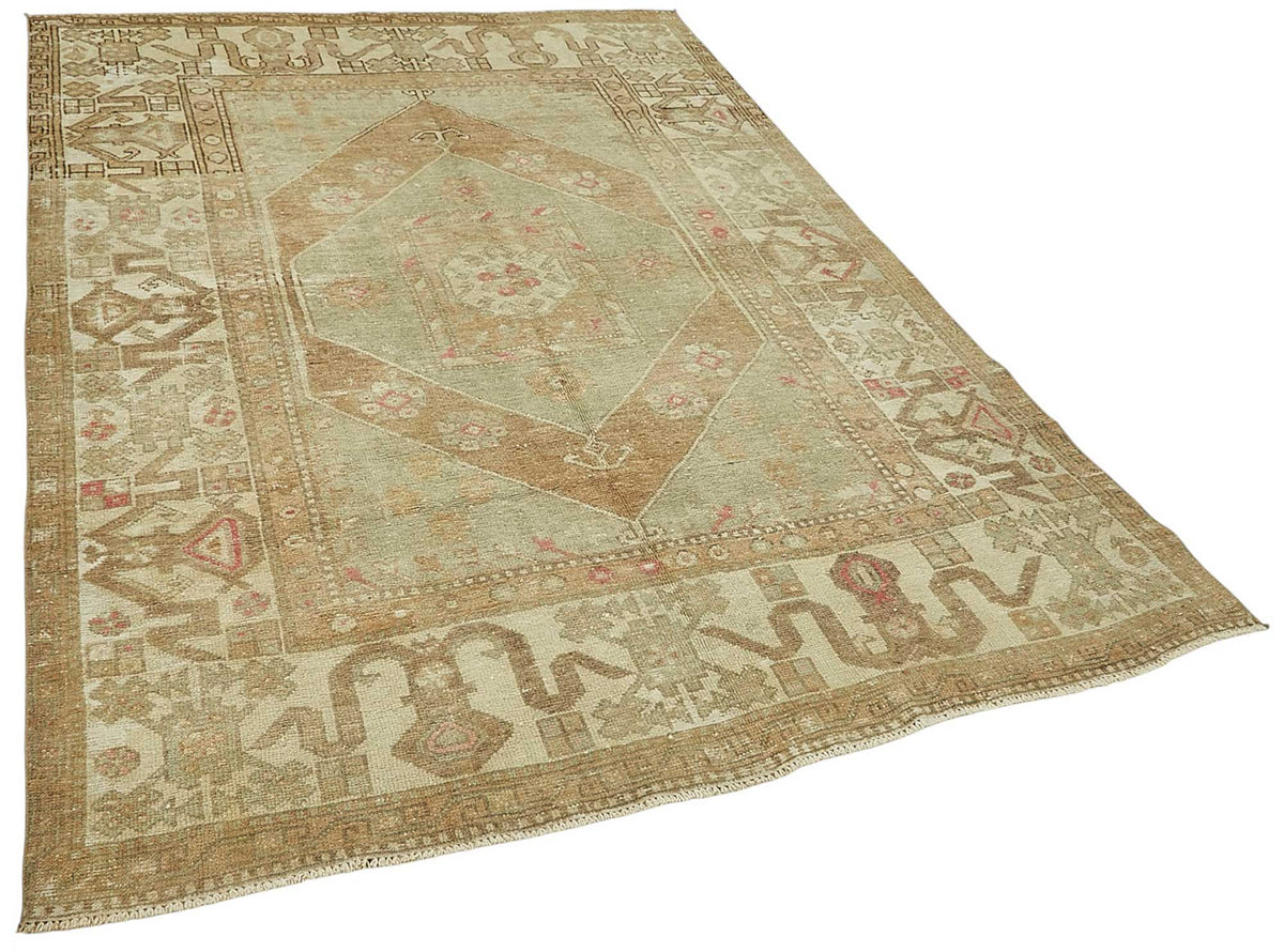 Kavale Geometrik Desenli Bej Etnik El Dokuma Halı 180x246 cm – genel görünüm