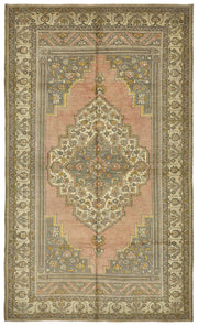 Kavale Pembe Bej Madalyon Desenli Düz Dokuma El İşi Halı 202x345 cm