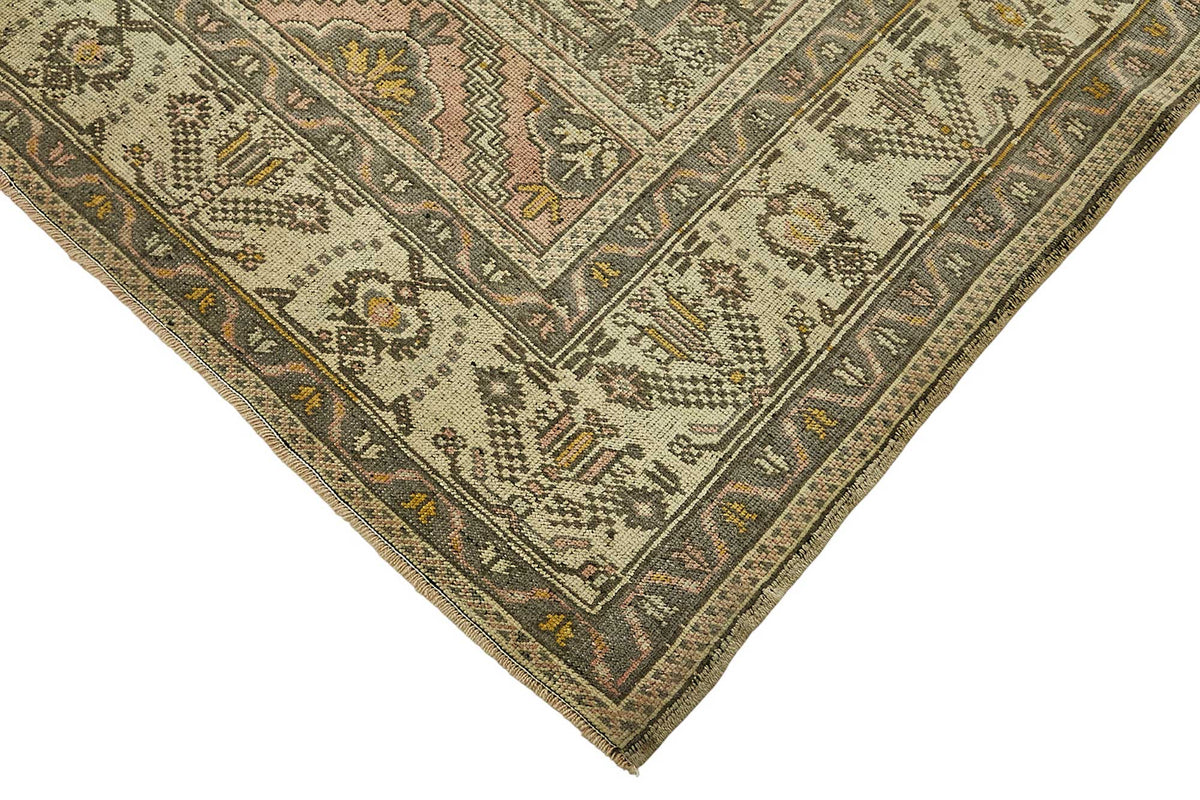 Kavale Pembe Bej Madalyon Desenli Düz Dokuma El İşi Halı 202x345 cm – detay görünümü