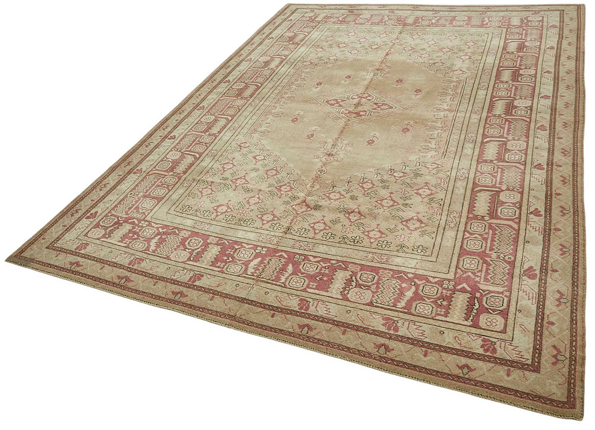Kavale Bej Halı Madalyon Göbekli ve Toprak Tonları 210x324 cm – doku yakın çekim