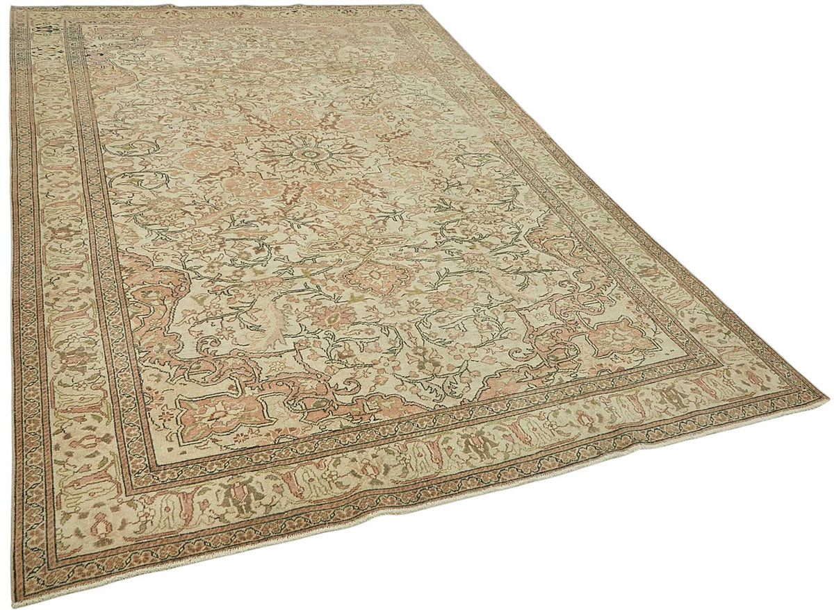 Kavale Madalyon Desenli Bej Kahverengi Vintage Halı 194x288 cm – genel görünüm
