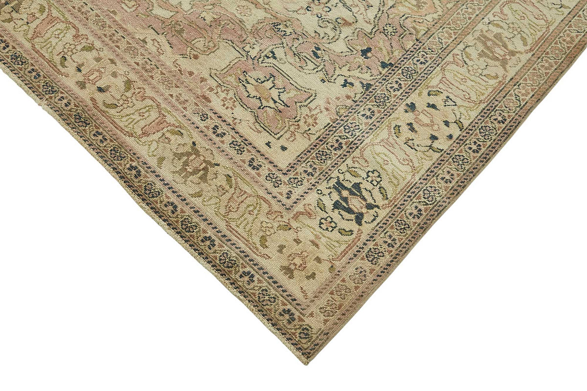 Kavale Madalyon Desenli Bej Kahverengi Vintage Halı 194x288 cm – detay görünümü