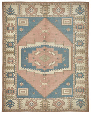 Kavale Pembe Mavi Madalyon Desenli Geometrik El Dokuma Halı 228x291 cm