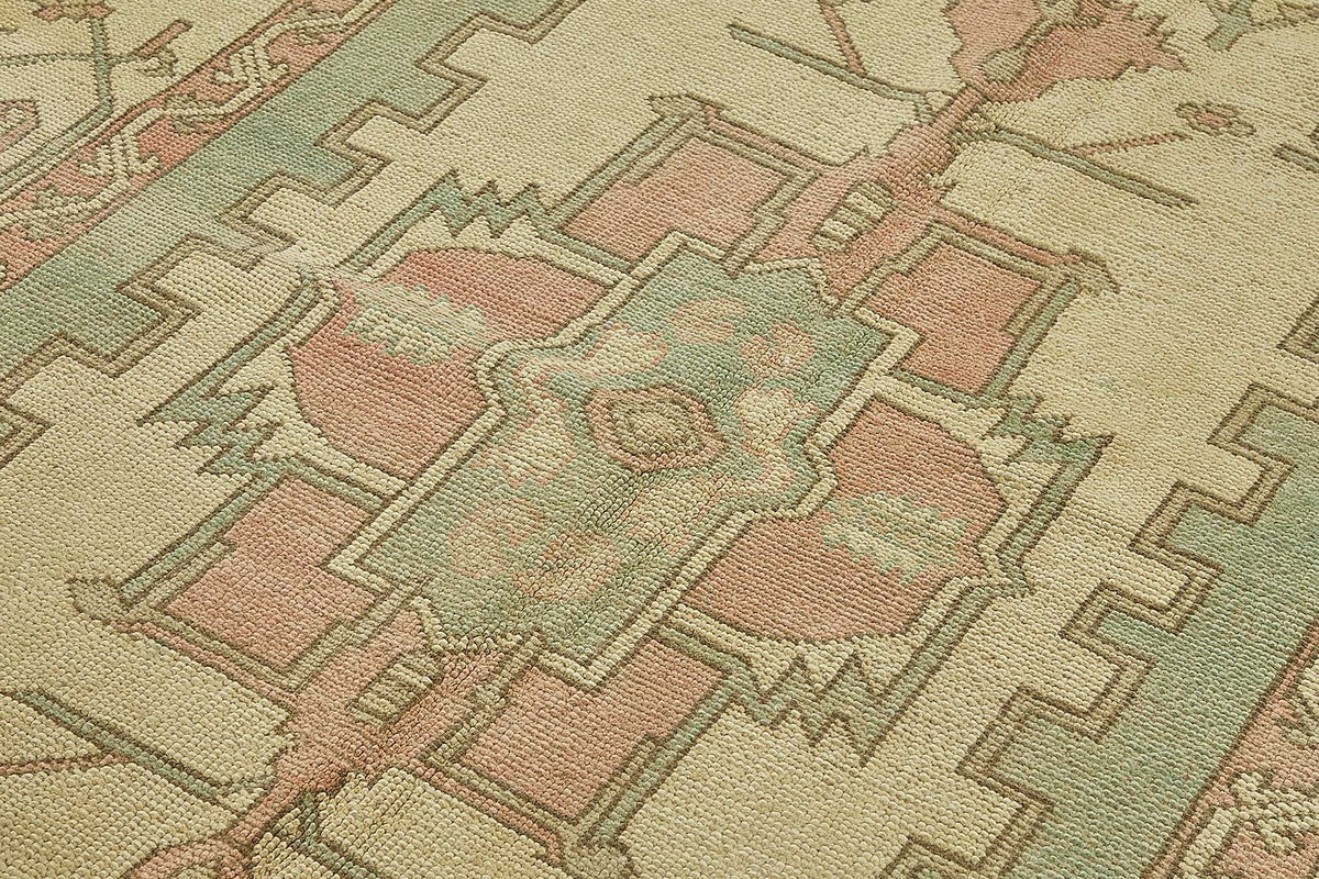 Kavale Bej Geometrik Etnik El Dokuma Halı 168x250 cm – mekânda kullanım