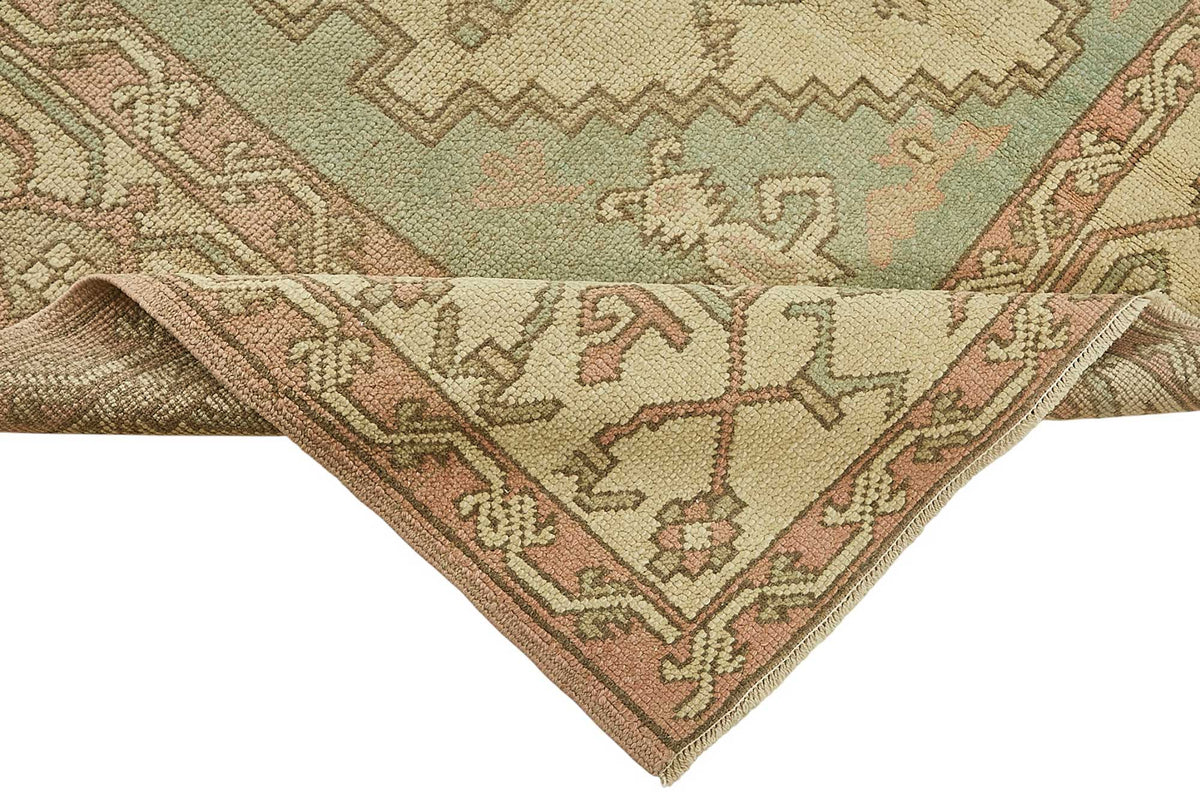 Kavale Bej Geometrik Etnik El Dokuma Halı 168x250 cm – kenar detayı