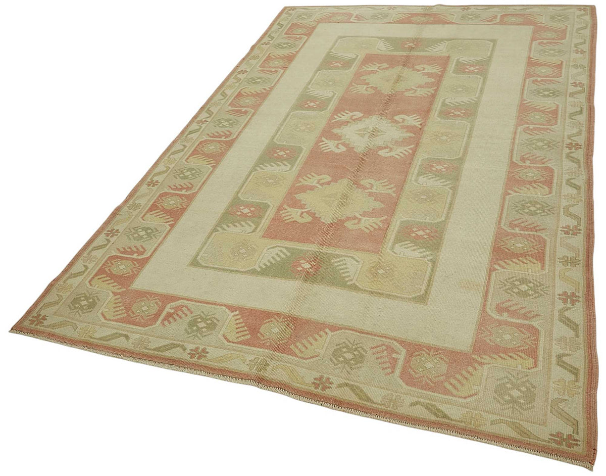 Kavale Kırmızı Etnik Halı Bej Zeminli Geometrik Desenli 160x247 cm – doku yakın çekim