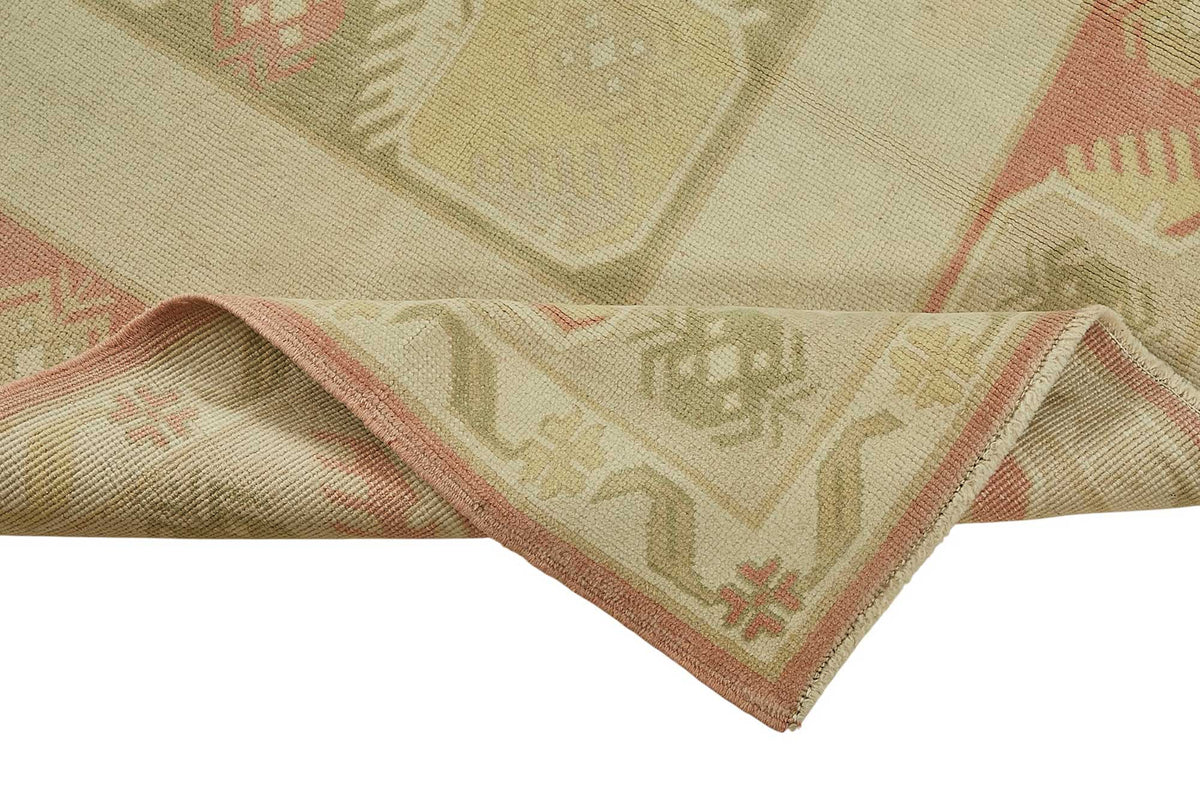 Kavale Kırmızı Etnik Halı Bej Zeminli Geometrik Desenli 160x247 cm – kenar detayı