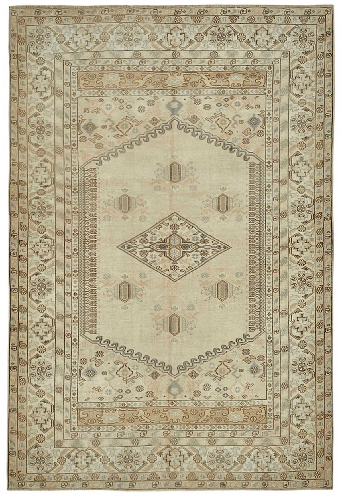 Kavale Anadolu Bej ve Kahverengi Geometrik El Dokuma Halı 165x240 cm
