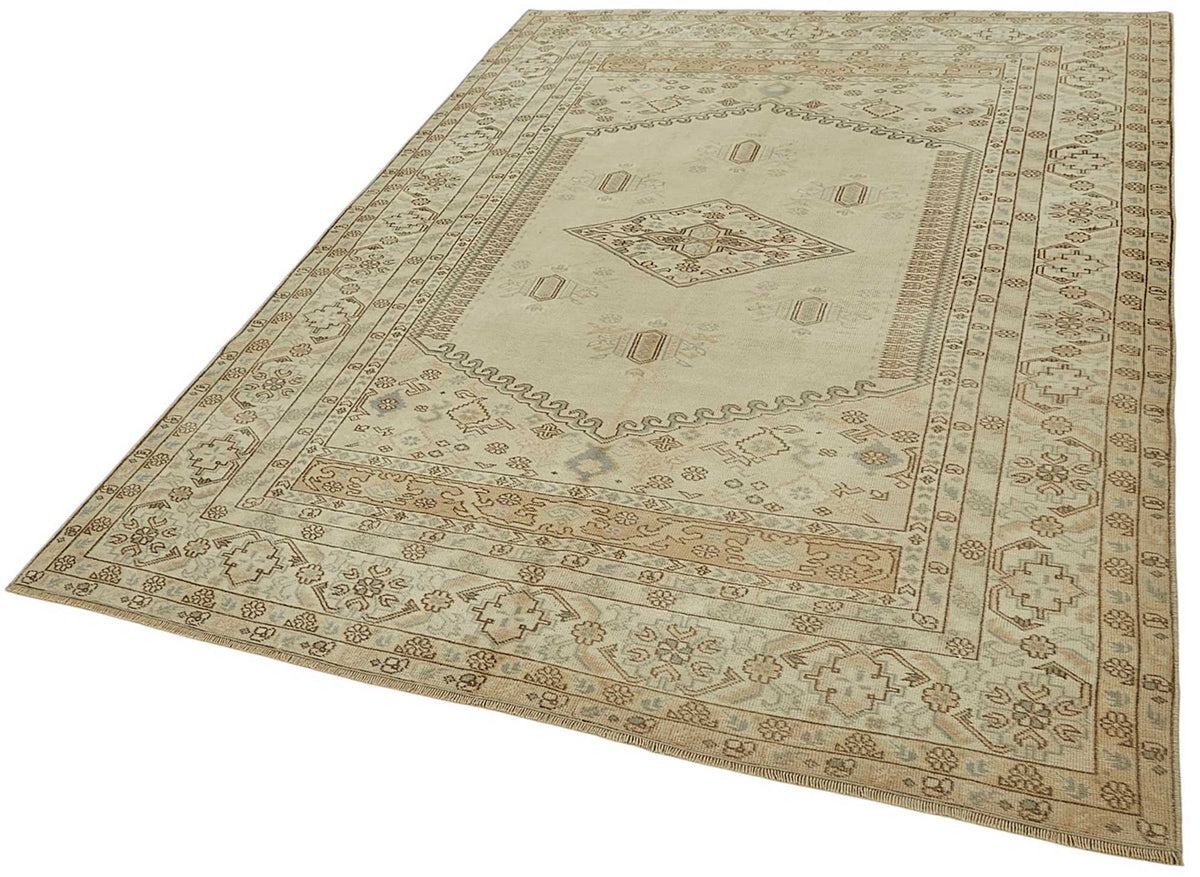 Kavale Anadolu Bej ve Kahverengi Geometrik El Dokuma Halı 165x240 cm – doku yakın çekim