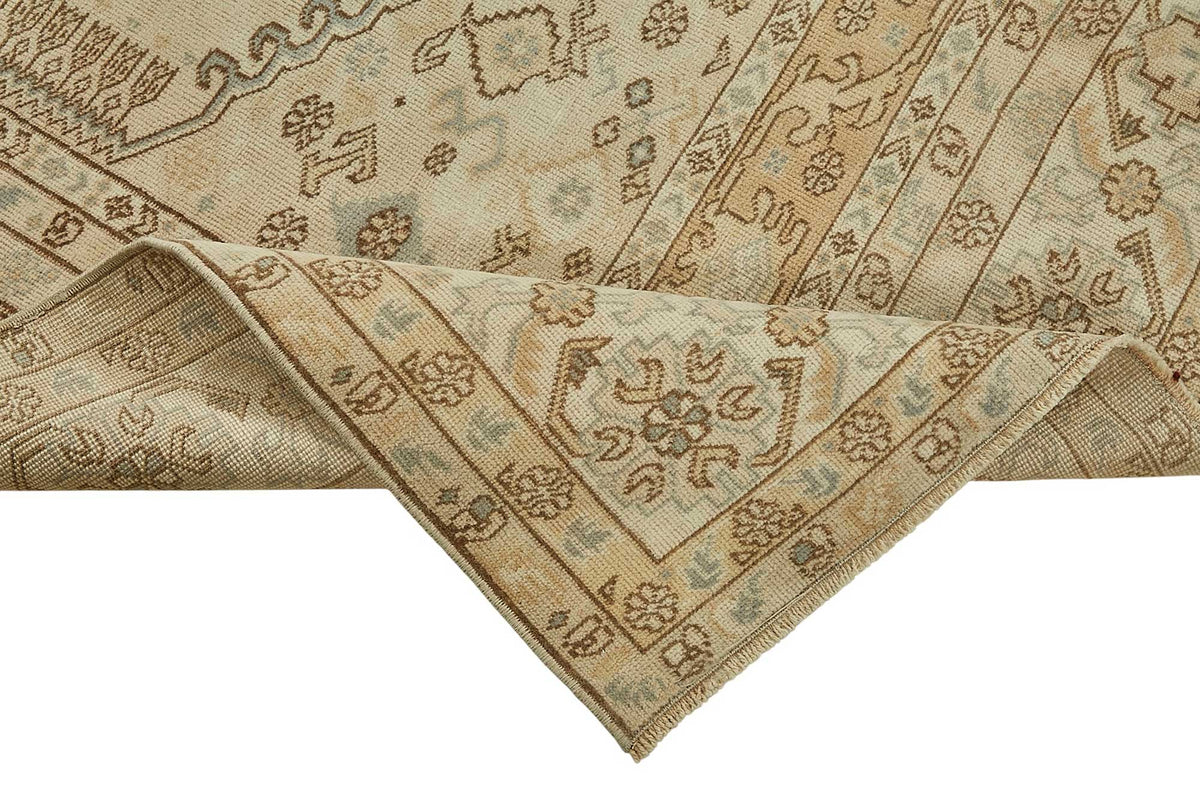 Kavale Anadolu Bej ve Kahverengi Geometrik El Dokuma Halı 165x240 cm – kenar detayı