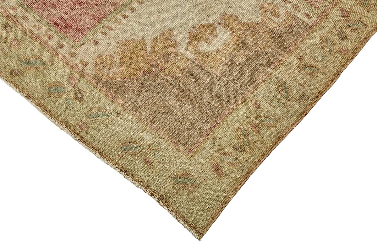 Kavale Düz Pembe Halı Klasik Madalyon Desenli Vintage 149x316 cm – detay görünümü