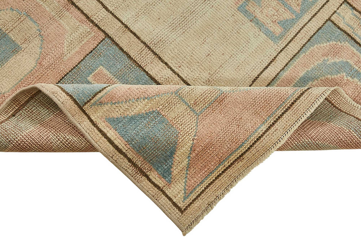 Kavale Anadolu Bej Mavi Madalyon Desenli El Dokuma Halı 187x244 cm – kenar detayı