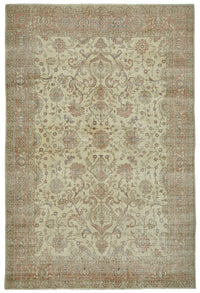 Rusvo Vintage Bej Çiçek Desenli El Dokuma Halı 236x352 cm 50033