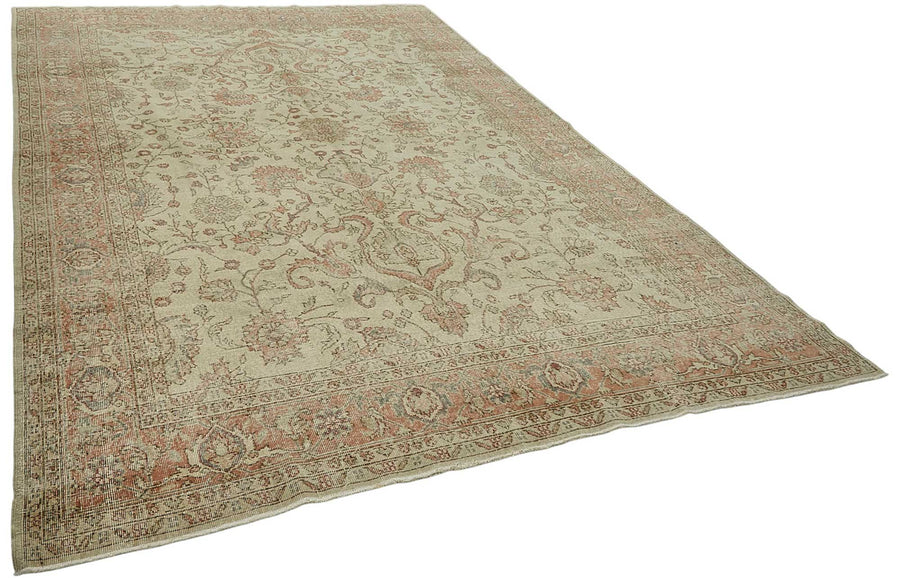 Rusvo Vintage Bej Çiçek Desenli El Dokuma Halı 236x352 cm 50033 – genel görünüm