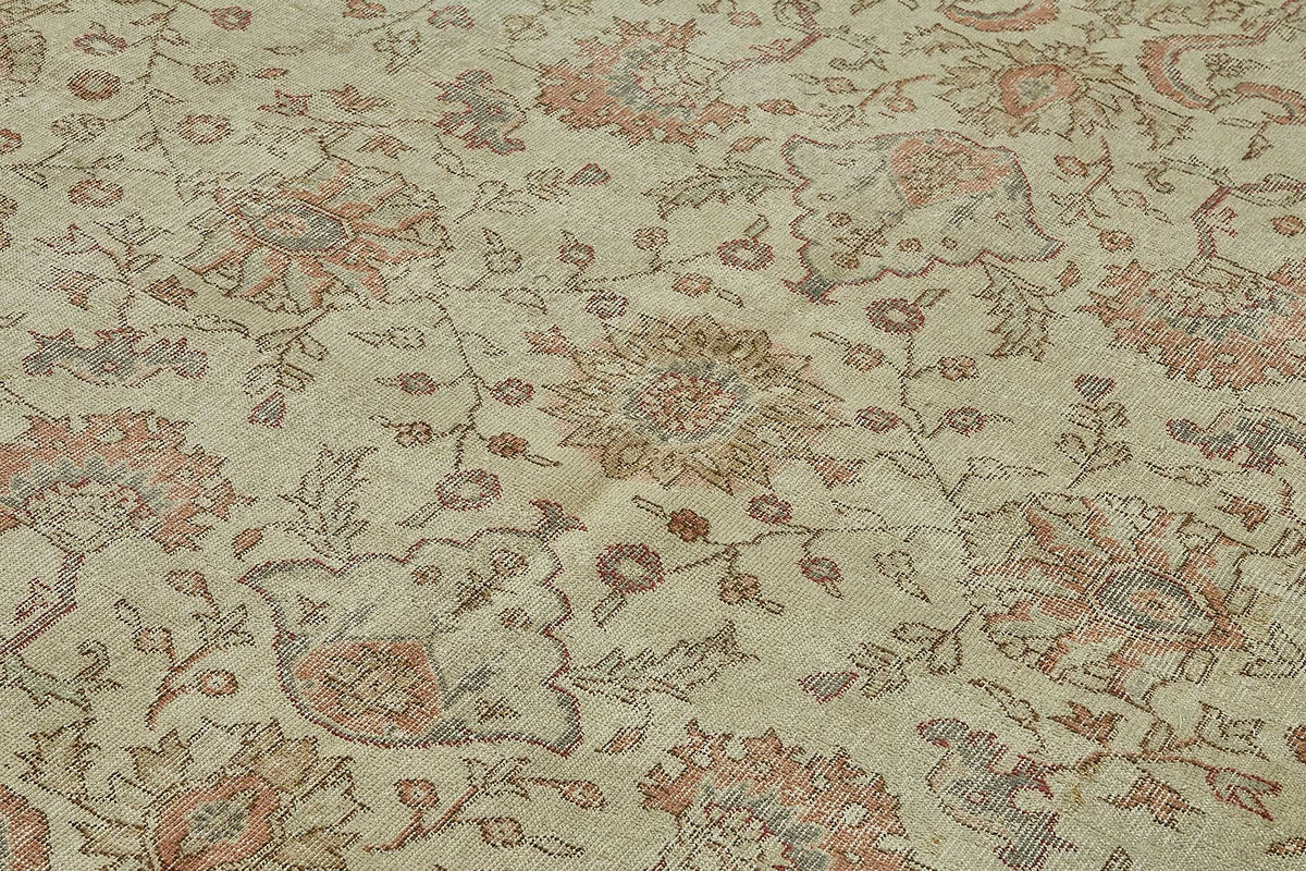 Rusvo Vintage Bej Çiçek Desenli El Dokuma Halı 236x352 cm 50033 – mekânda kullanım