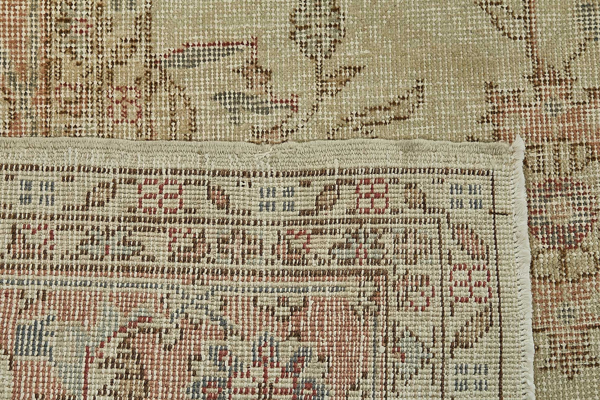 Rusvo Vintage Bej Çiçek Desenli El Dokuma Halı 236x352 cm 50033 – arka yüz görünümü