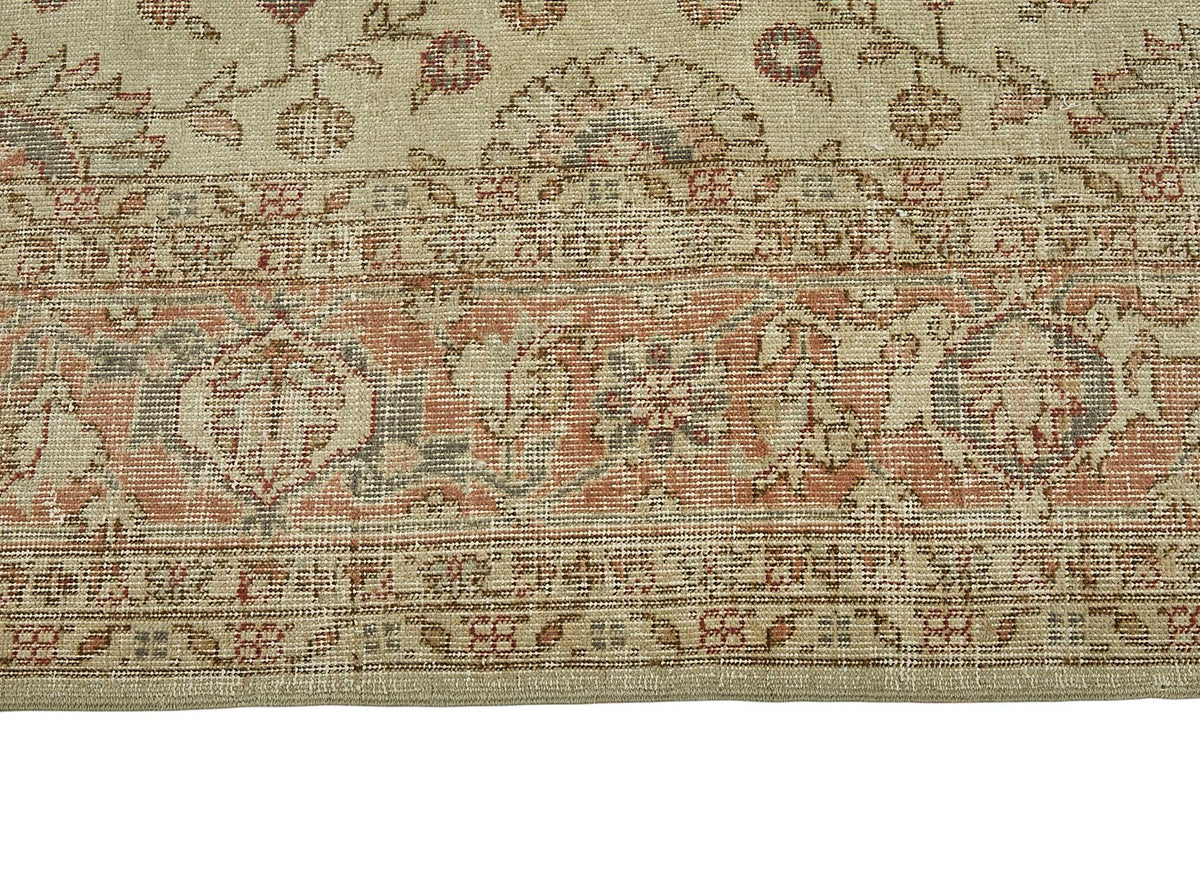 Rusvo Vintage Bej Çiçek Desenli El Dokuma Halı 236x352 cm 50033 – farklı açı