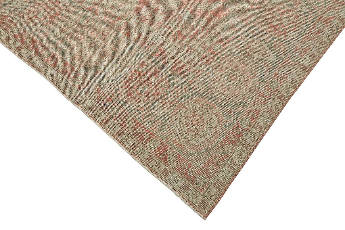 Rusvo Madalyon Desenli Pembe Vintage El Dokuma Halı 276x390 cm – detay görünümü