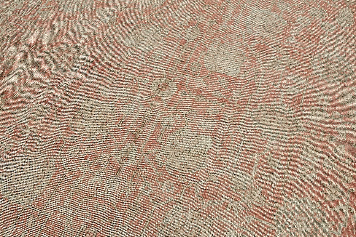 Rusvo Madalyon Desenli Pembe Vintage El Dokuma Halı 276x390 cm – mekânda kullanım