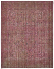Zelko Pembe Madalyon Desenli Yün ve Pamuk Vintage Halı 284x367 cm