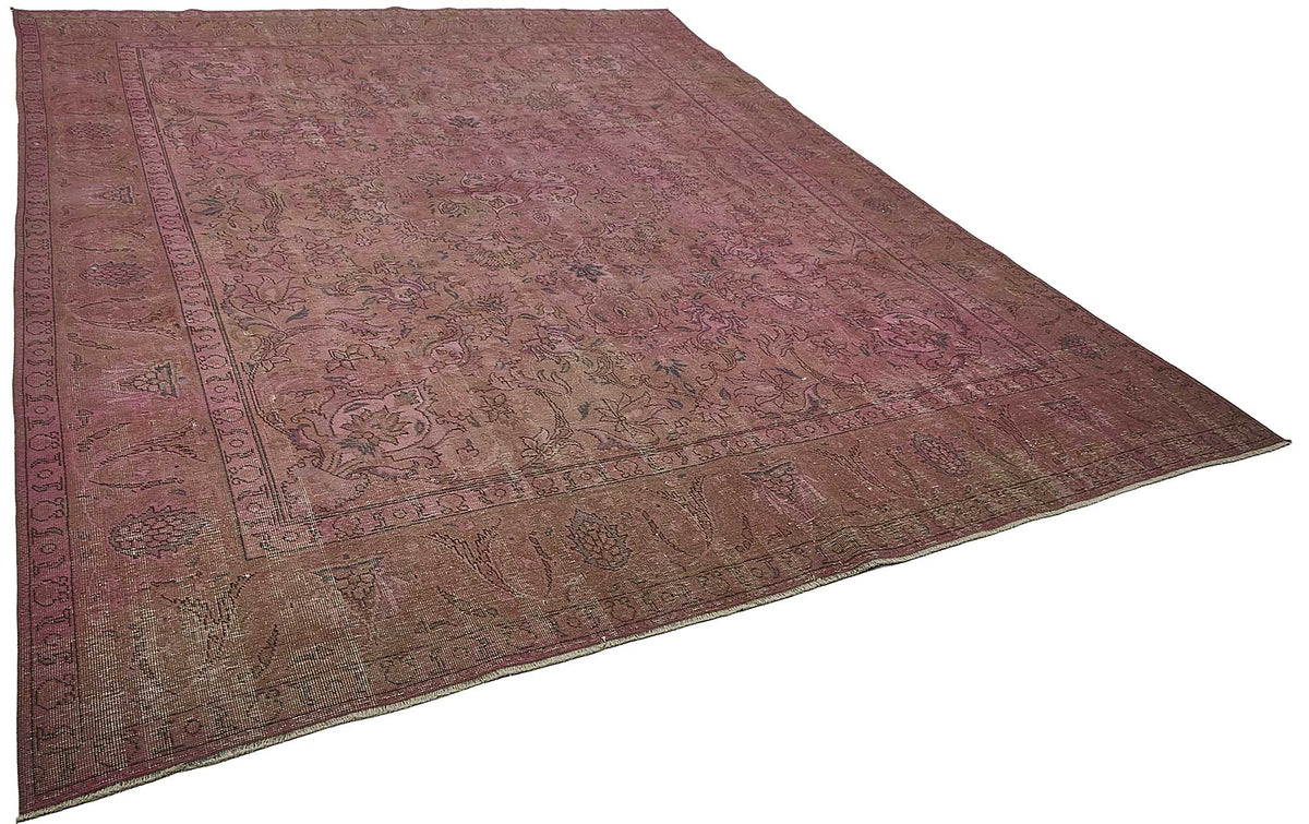 Zelko Pembe Madalyon Desenli Yün ve Pamuk Vintage Halı 284x367 cm – genel görünüm