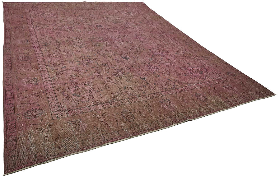 Zelko Pembe Madalyon Desenli Yün ve Pamuk Vintage Halı 284x367 cm – genel görünüm