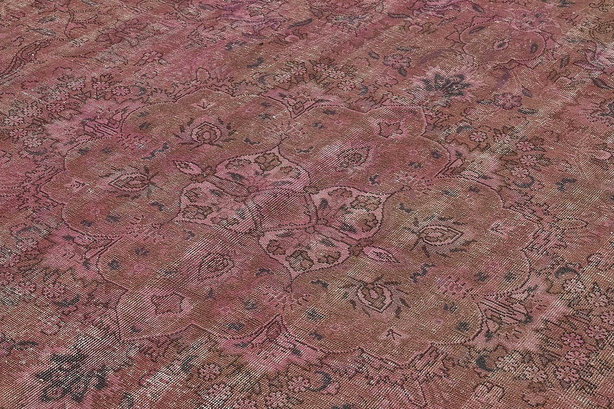 Zelko Pembe Madalyon Desenli Yün ve Pamuk Vintage Halı 284x367 cm – mekânda kullanım