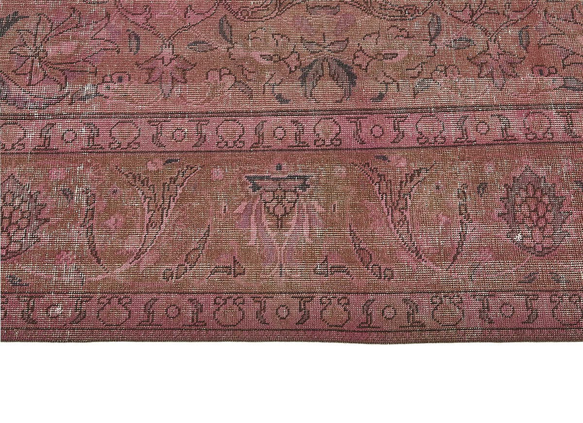 Zelko Pembe Madalyon Desenli Yün ve Pamuk Vintage Halı 284x367 cm – farklı açı