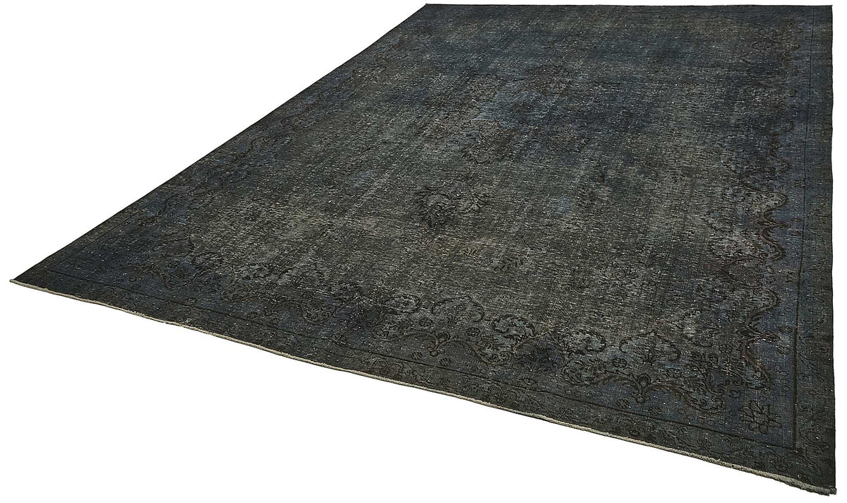 Zelko Gri Lacivert Halı Madalyon Desenli Vintage El Dokuma 292x400 cm – doku yakın çekim