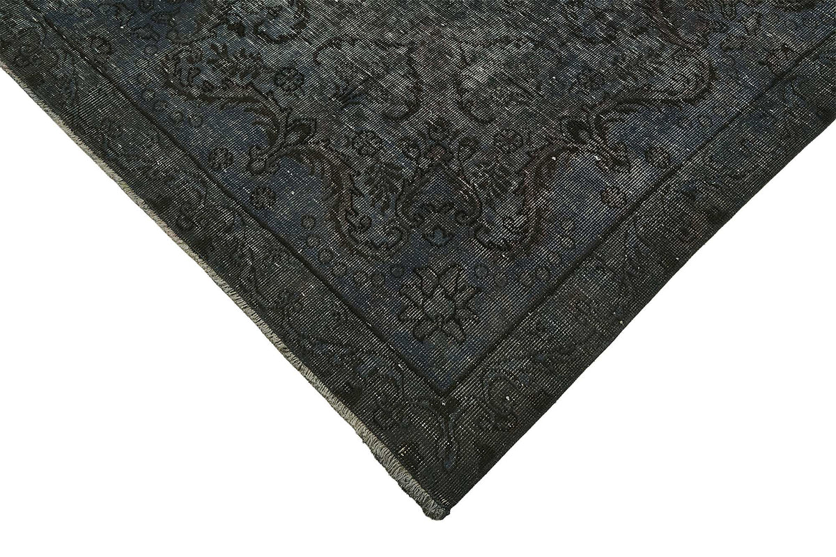 Zelko Gri Lacivert Halı Madalyon Desenli Vintage El Dokuma 292x400 cm – detay görünümü