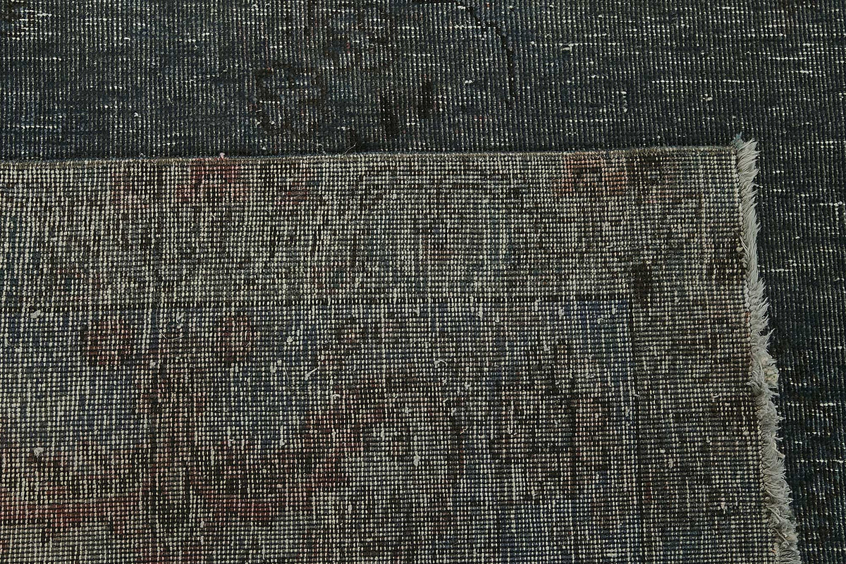 Zelko Gri Lacivert Halı Madalyon Desenli Vintage El Dokuma 292x400 cm – arka yüz görünümü