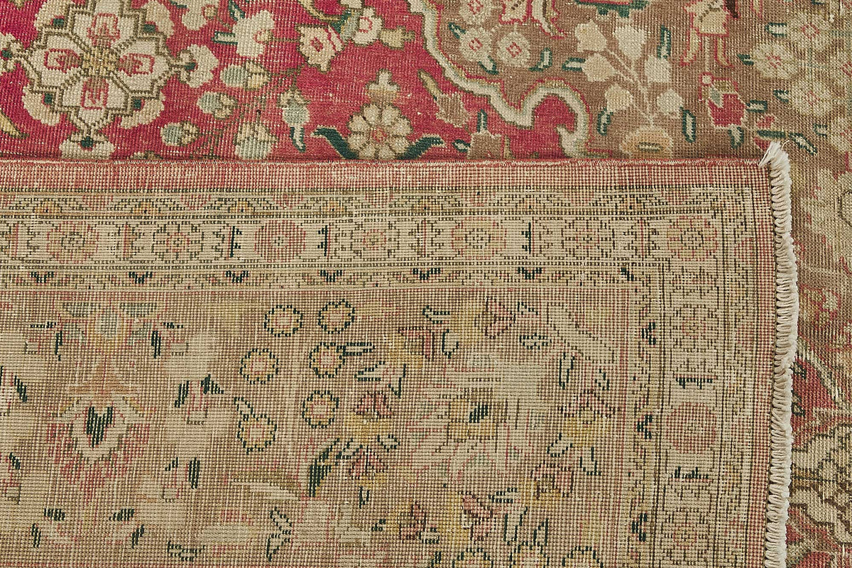 Rusvo Vintage Kırmızı Madalyon Desenli El Dokuma Halı 276x377 cm 50193 – arka yüz görünümü