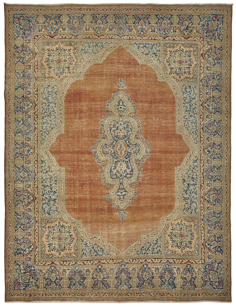 Rusvo Orange Medallion Pattern Vintage Hand-Woven Rug 295x387 cm