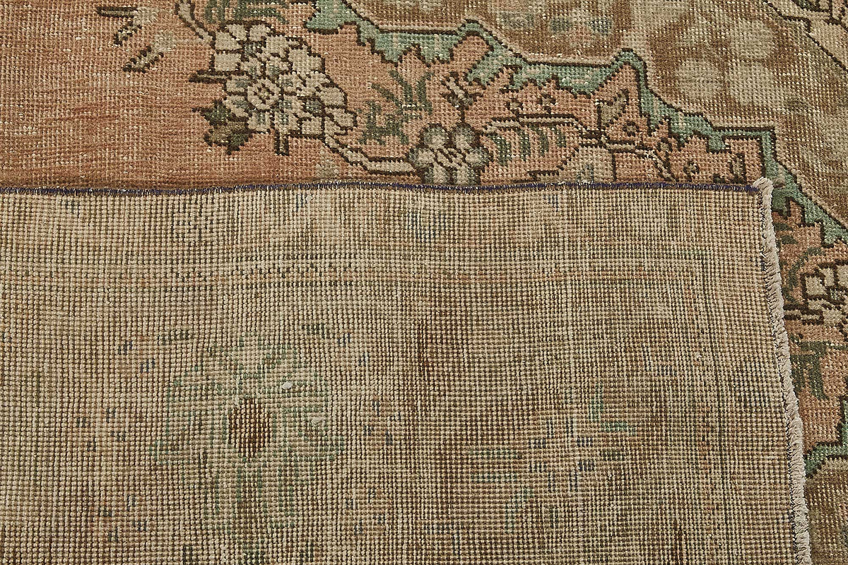Rusvo Kahverengi Halı 6 m² Üzeri Somon Bej Vintage Dokuma 284x382 cm – arka yüz görünümü