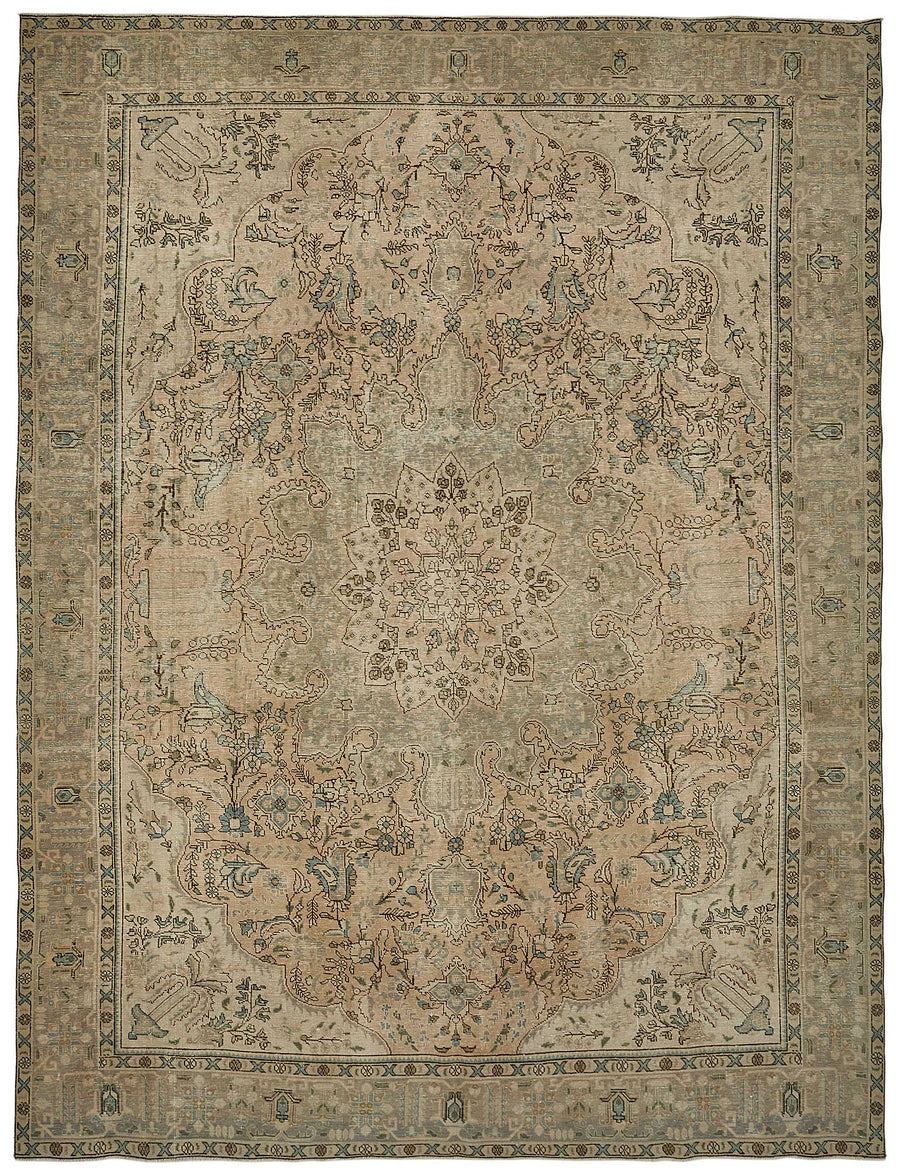 Rusvo Kahverengi Halı 6 m² Bej Vintage Eskitmeli Dokuma 289x381 cm