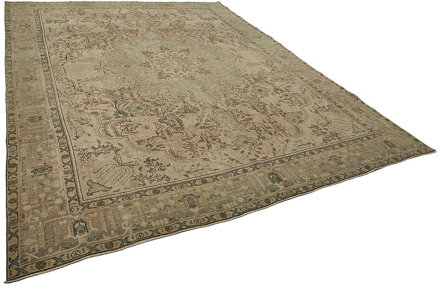 Rusvo Kahverengi Halı 6 m² Bej Vintage Eskitmeli Dokuma 289x381 cm – genel görünüm