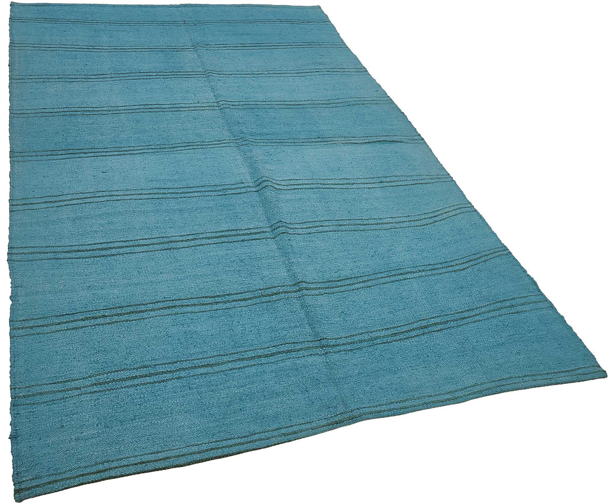 Zomna Turkuaz Lacivert Çizgili Modern El Dokuma Halı 155x260 cm – genel görünüm