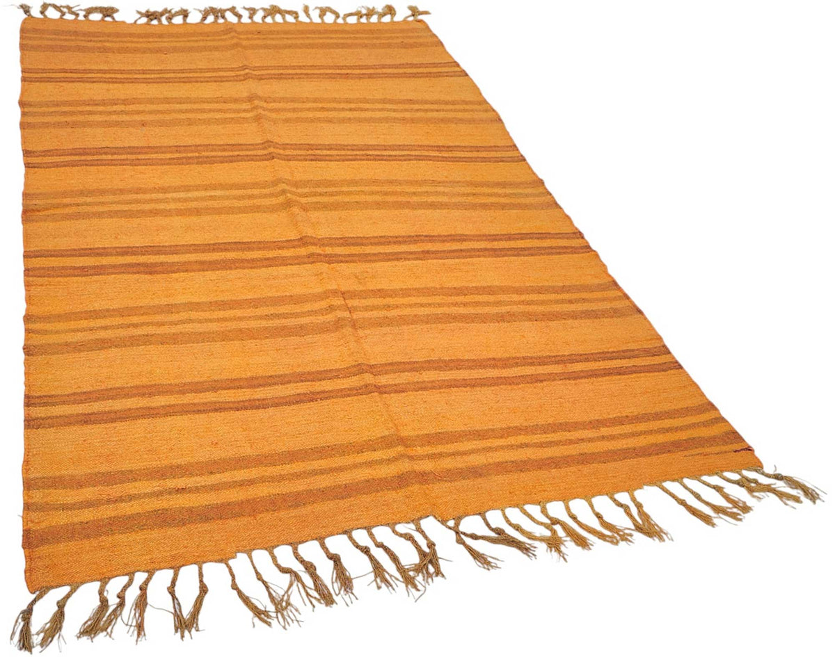 Zomna Kenevir Düz Dokuma Kahverengi Çizgili Halı 135x220 cm 50432 – genel görünüm