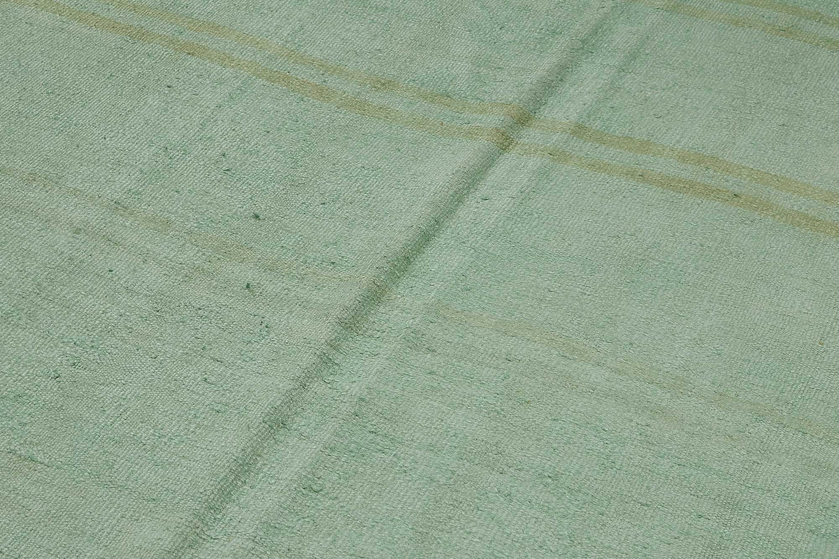 Zomna Yeşil Bej Çizgili Kenevir Dokuma Modern Kilim, 166x275 cm – mekânda kullanım